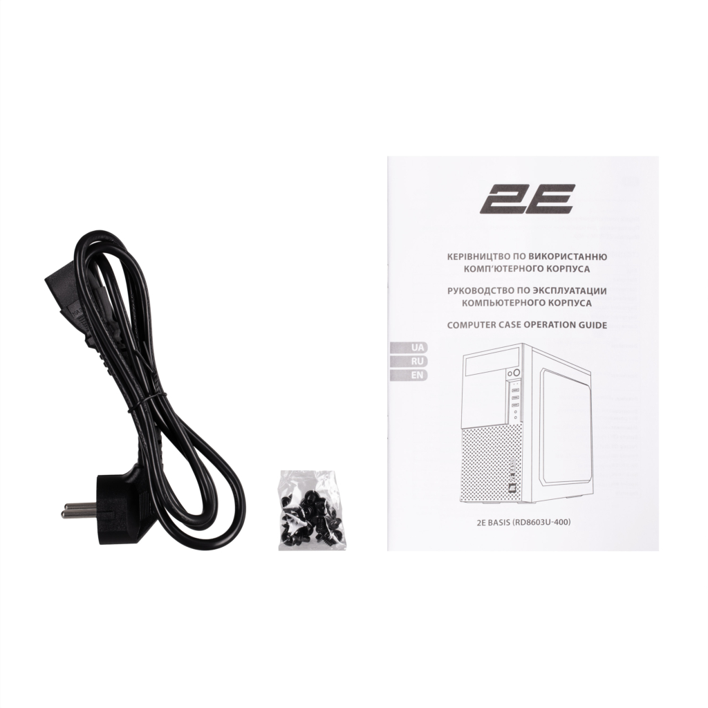 2E PC case Basis RD8603U-400 with PSU 2E ATX400W, 1xUSB3.0, 2xUSB2.0, VGA 320mm, mATX, black