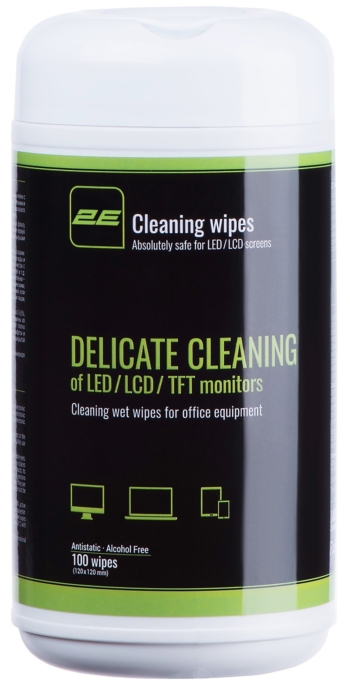 Wet wipes 2E for office equipment, 12х12cm, 100pcs