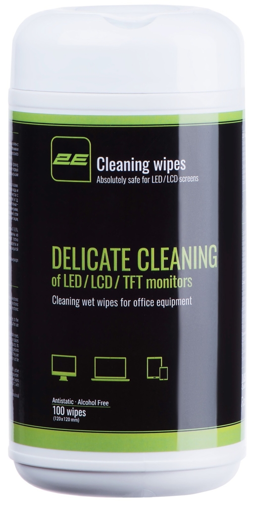 Wet wipes 2E for office equipment, 12х12cm, 100pcs