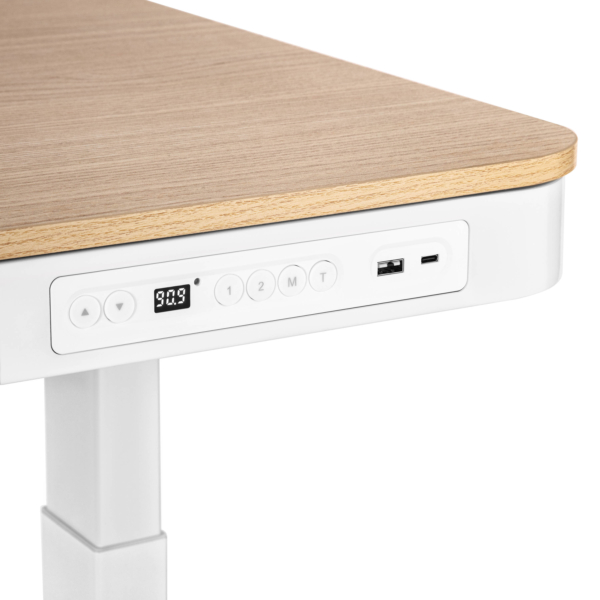 Стол компьютерный 2E СЕ218D-MOTORIZED, регулировка высоты, электропривод 220В, (USB-A/USB-C), 72/120х118×60см, бежевый