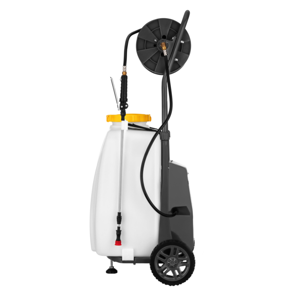 Обприскувач акумуляторний 2E AquaSpray 40LRC 40л 12В 1х12А·год 7бар 6л·хв вольтметр колеса котушка шланг 30м 16кг