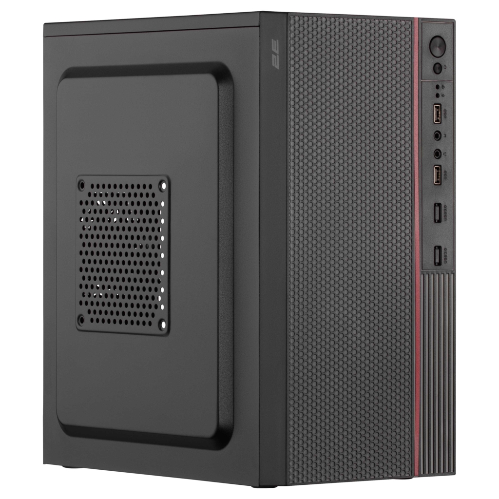 Корпус 2E TeamX TMX03 с БП 2E ATX400W, 2xUSB2.0, 1×80мм, VGA 220мм, mATX, чёрный