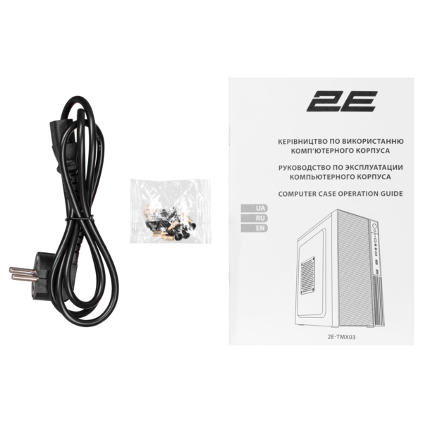 Корпус 2E TeamX TMX03 с БП 2E ATX400W, 2xUSB2.0, 1×80мм, VGA 220мм, mATX, чёрный