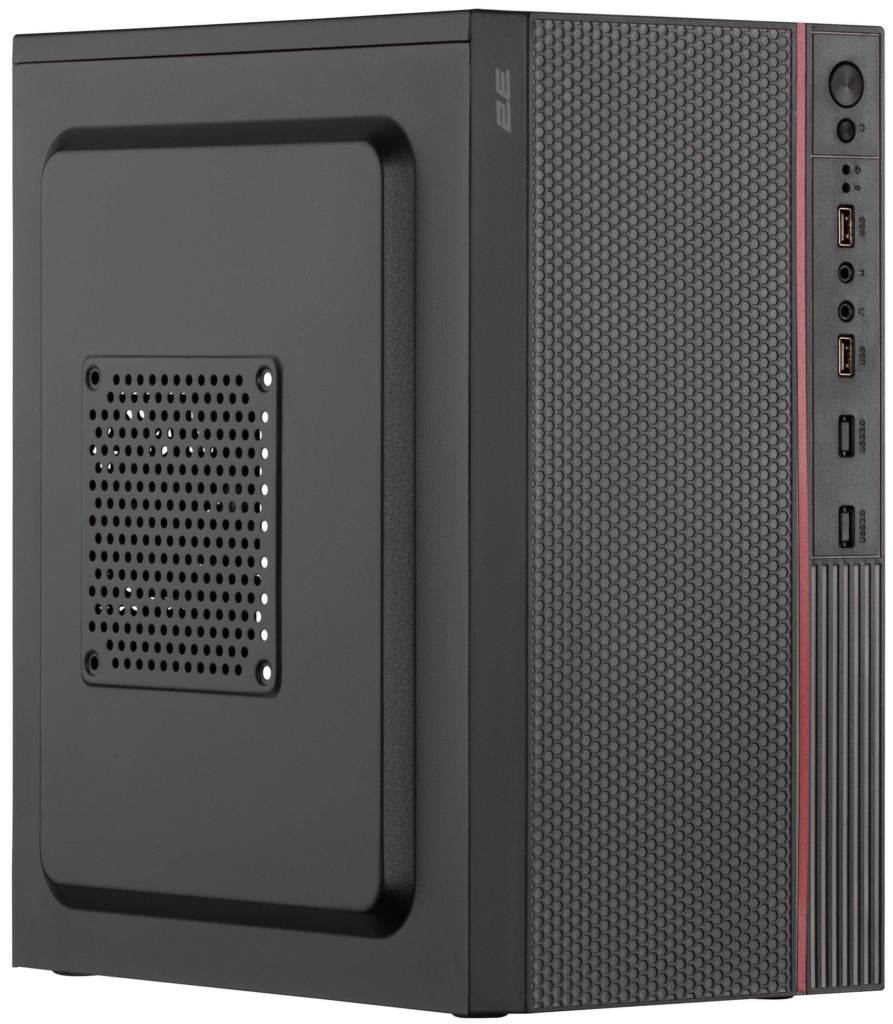 Корпус 2E TeamX TMX03 с БП 2E ATX400W, 2xUSB2.0, 1×80мм, VGA 220мм, mATX, чёрный