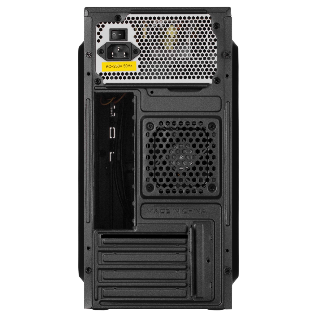 Корпус 2E TeamX TMX04 с БП 2E ATX400W, 2xUSB2.0, 1×80мм, VGA 220мм, mATX, чёрный