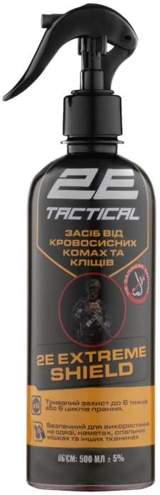 2E Tactical Засіб від кровосисних комах та кліщів Extreme Shield для обробки одягу та спорядження, 500 мл