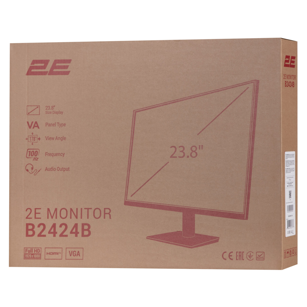 2E Монитор 23.8″ B2424B D-Sub, HDMI, VA, 100Hz, FreeSync
