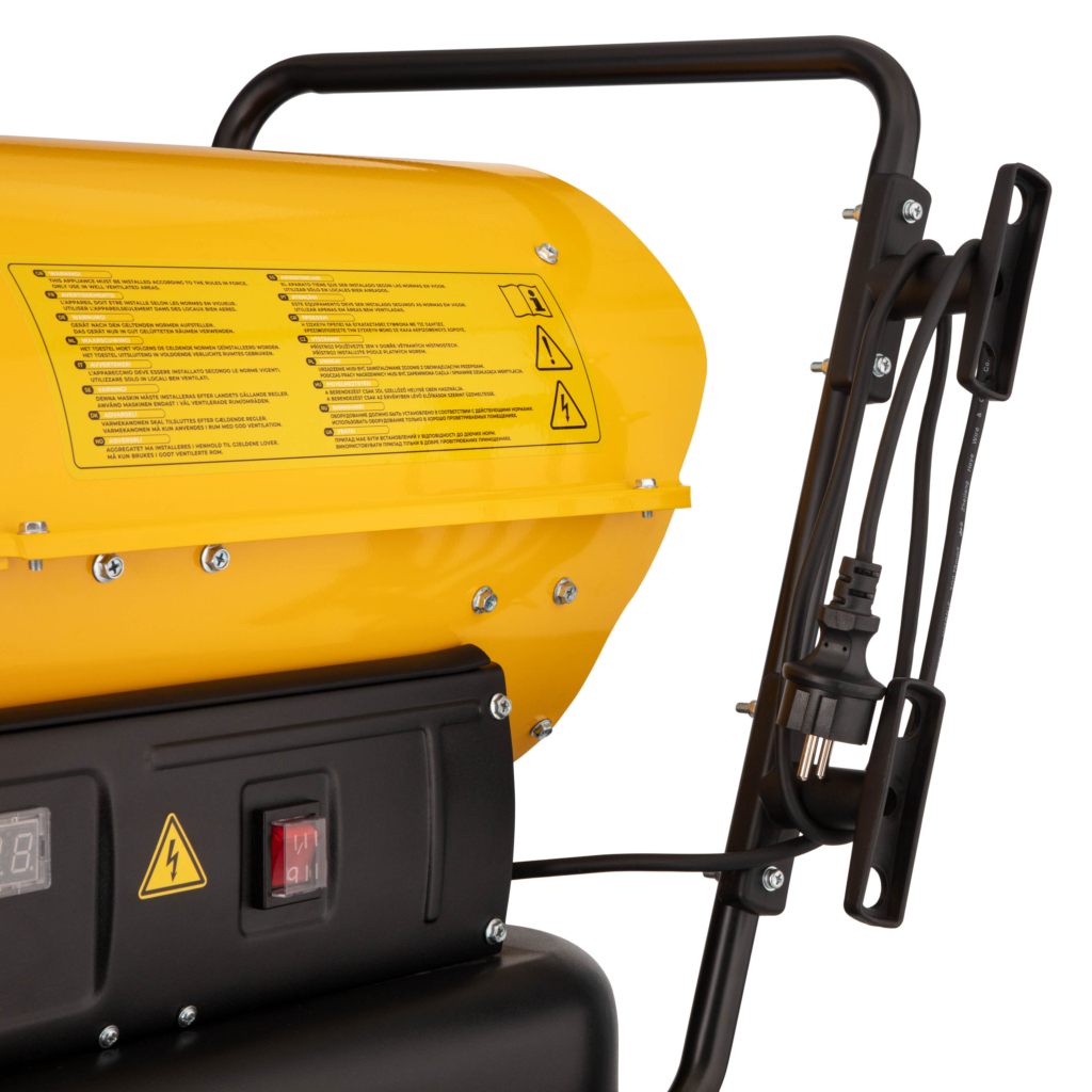 Тепловая пушка дизель/керосин 2E PowerHeat D30i, непрямого нагрева, 30кВт, 400м кв, 780м куб/ч, колеса, IPX4, жёлтый