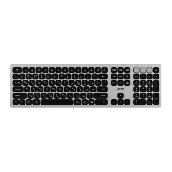 Клавиатура ножничная 2E KS270 109key, WL/BT, EN/UK, серо-чёрный