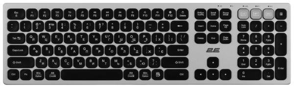 Клавиатура ножничная 2E KS270 109key, WL/BT, EN/UK, серо-чёрный