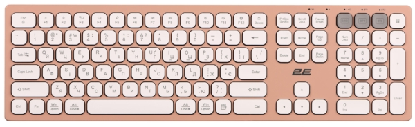 Клавиатура ножничная 2E KS270 109key, WL/BT, EN/UK, розово-белый