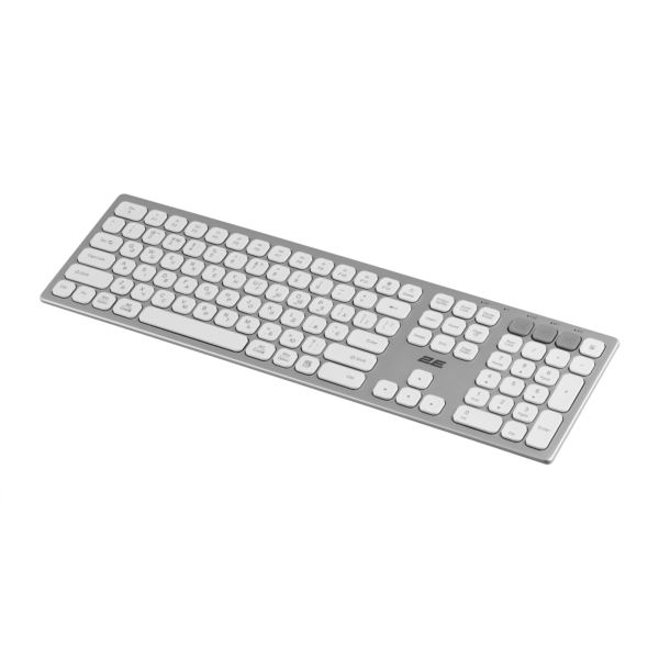 Клавіатура ножнична 2E KS270 109key, WL/BT, EN/UK, сріблясто-білий