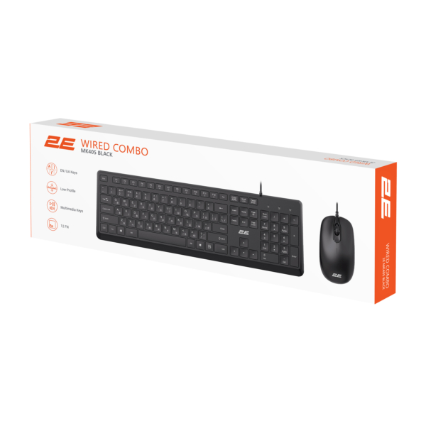 Комплект клавиатура и мышь 2E MK405 USB-A, EN/UK, чёрный