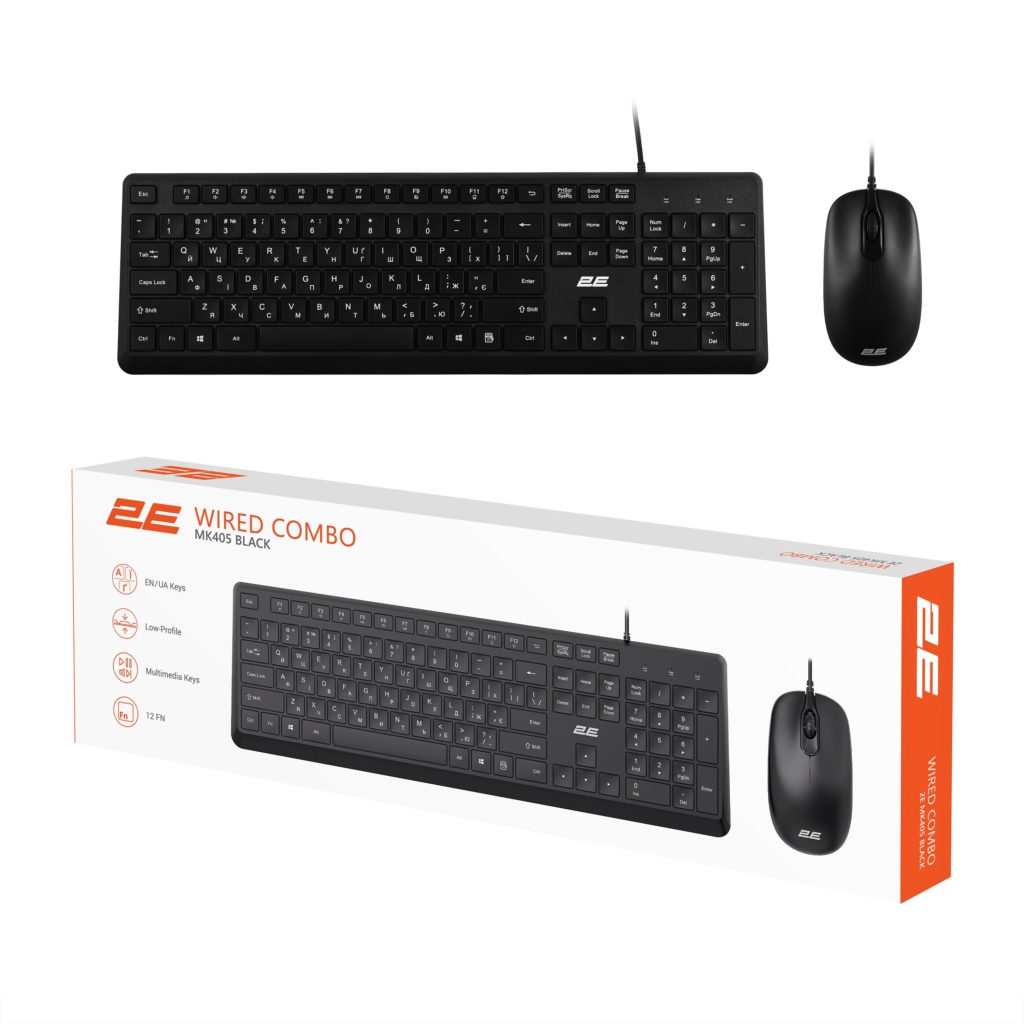 Комплект клавиатура и мышь 2E MK405 USB-A, EN/UK, чёрный