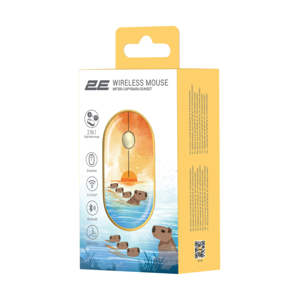 Мышь 2E MF300 CAPYBARA:SUNSET Silent WL BT, жёлтый