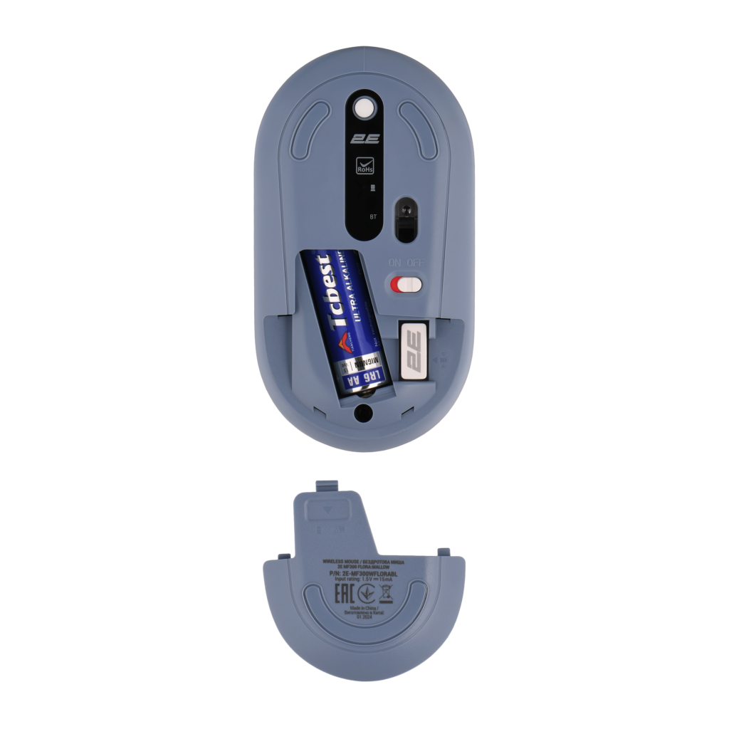 Миша 2E MF300 FLORA:MALLOW Silent WL BT, синій
