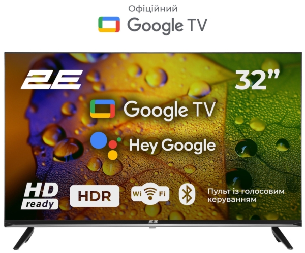 TV Set 32″ 2E LED HD 60Hz Smart Google TV Black
