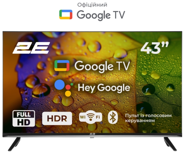 TV Set 43″ 2E LED FHD 60Hz Smart Google TV Black