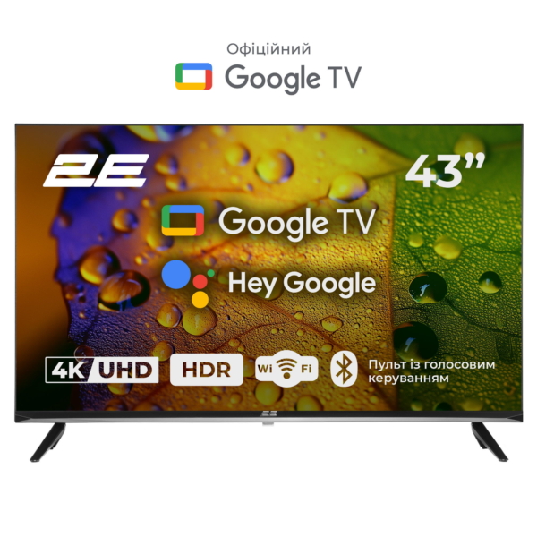 TV Set 43″ 2E LED 4K 60Hz Smart Google TV Black