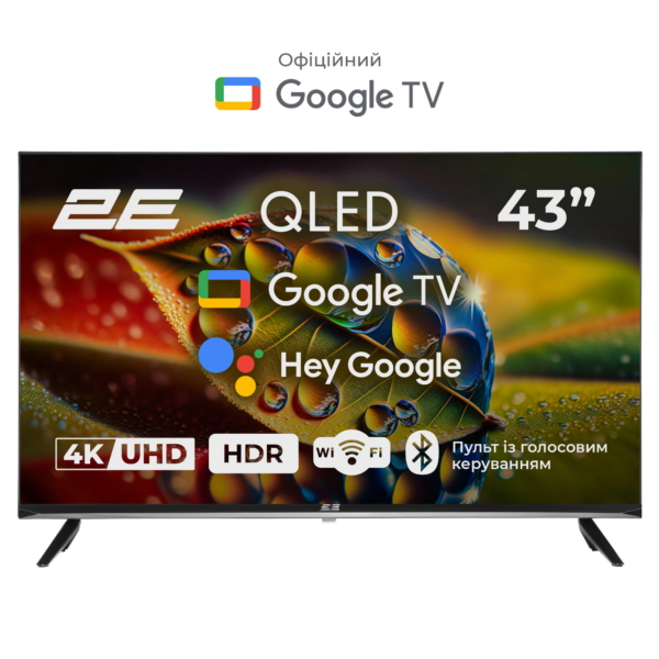 TV Set 43″ 2E QLED 4K 60Hz Smart Google TV Black