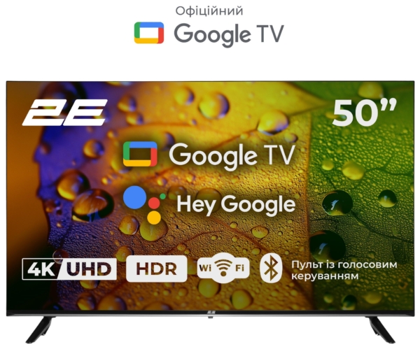 TV Set 50″ 2E LED 4K 60Hz Smart Google TV Black