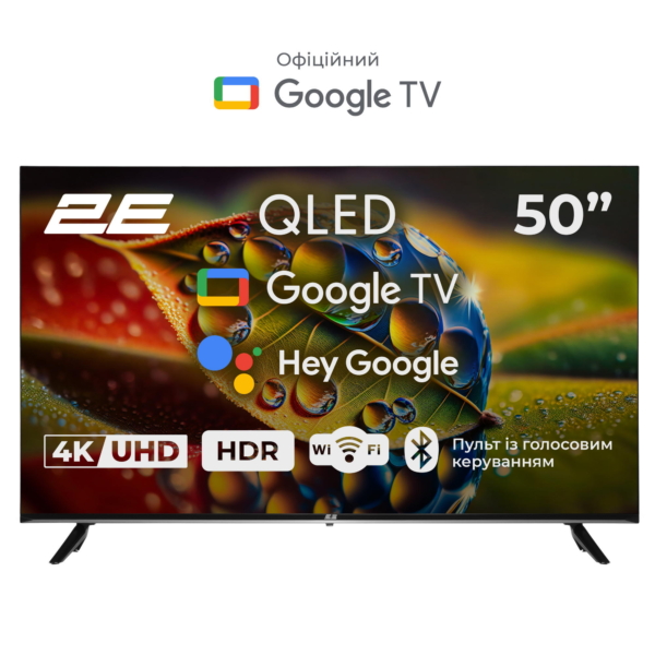 TV Set 50″ 2E QLED 4K 60Hz Smart Google TV Black