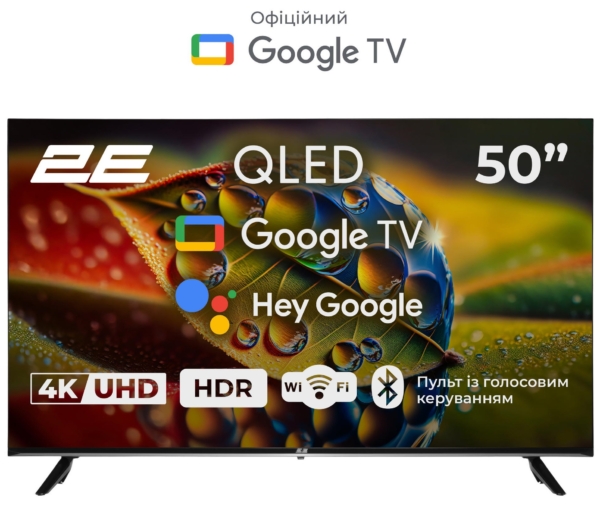 TV Set 50″ 2E QLED 4K 60Hz Smart Google TV Black