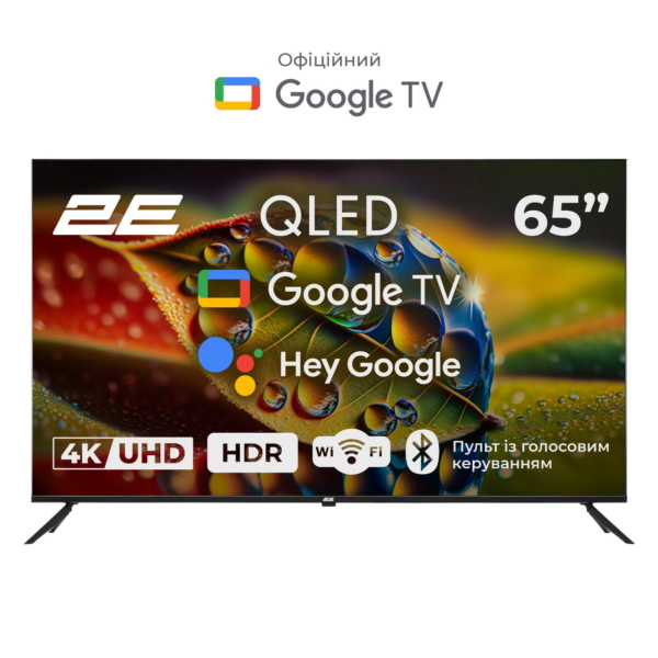 Телевізор 65″ 2E QLED 4K 60Hz Smart Google TV Black