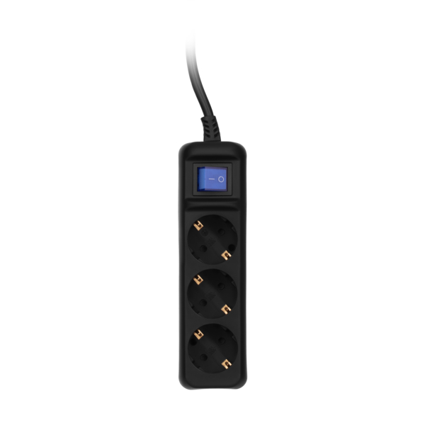 2E Power Strip 3хType F, 3х1.5mm2, 16A, 1.5m, black