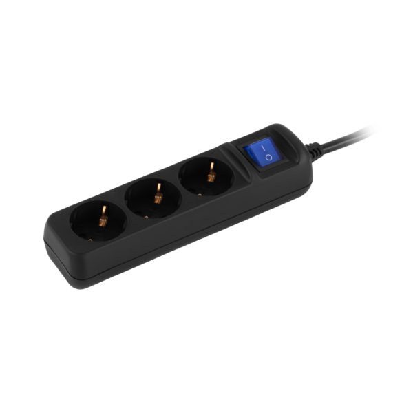 2E Power Strip 3хType F, 3х1.5mm2, 16A, 1.5m, black