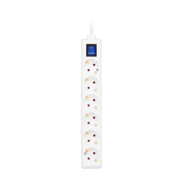 2E Power strip 6хType F, 3х1mm2, 10A, 3m, white