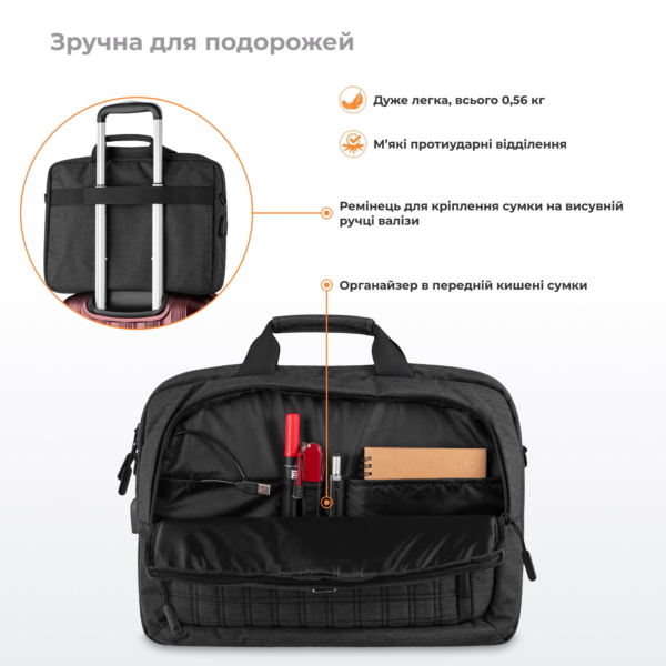 Сумка 2E CrossSquares 16″, чорна