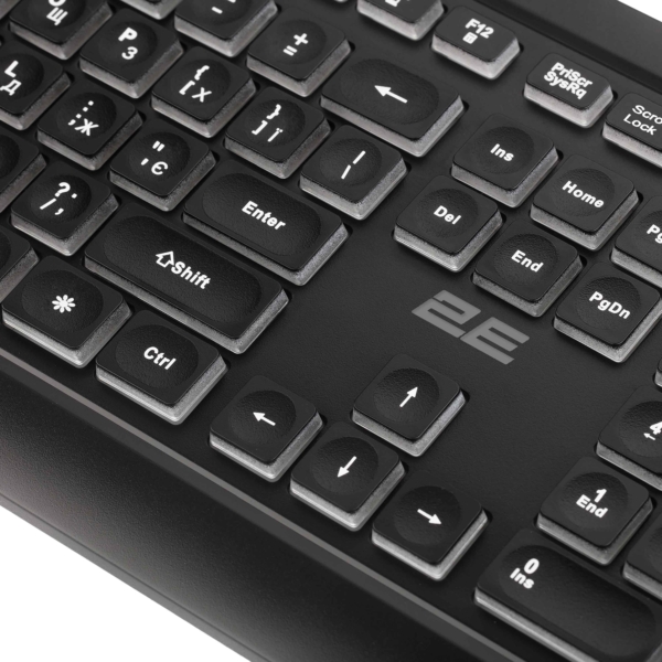 2E Keyboard membrane KS120 104key, USB-A, EN/UK, White LED, black