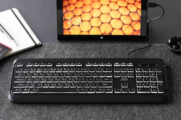 2E Keyboard membrane KS120 104key, USB-A, EN/UK, White LED, black