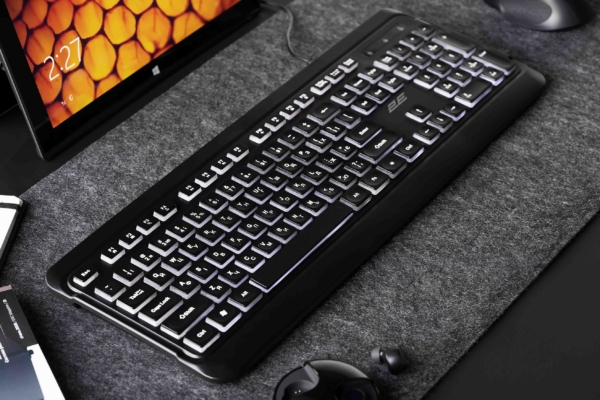 2E Keyboard membrane KS120 104key, USB-A, EN/UK, White LED, black