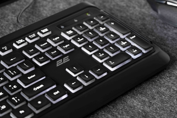 2E Keyboard membrane KS120 104key, USB-A, EN/UK, White LED, black