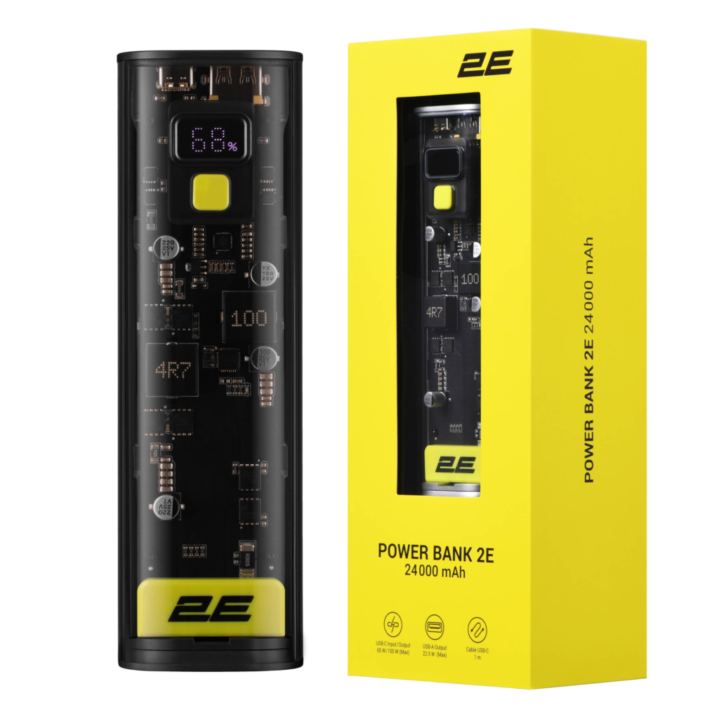 Портативное зарядное устройство Power Bank 2E Сrystal 24000мАч, 100Вт