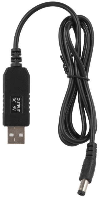 Кабель USB-A > DC 5.5х2.5мм питания 2Е 1м, 9В/1A, черный