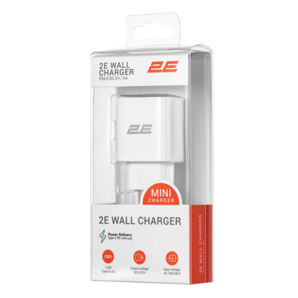 Зарядний пристрій мережевий 2E 30Вт USB-C PD, білий