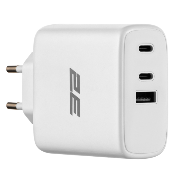 Зарядний пристрій мережевий 2E 65Вт GaN 2хUSB-C/USB-A, PD/QC, білий