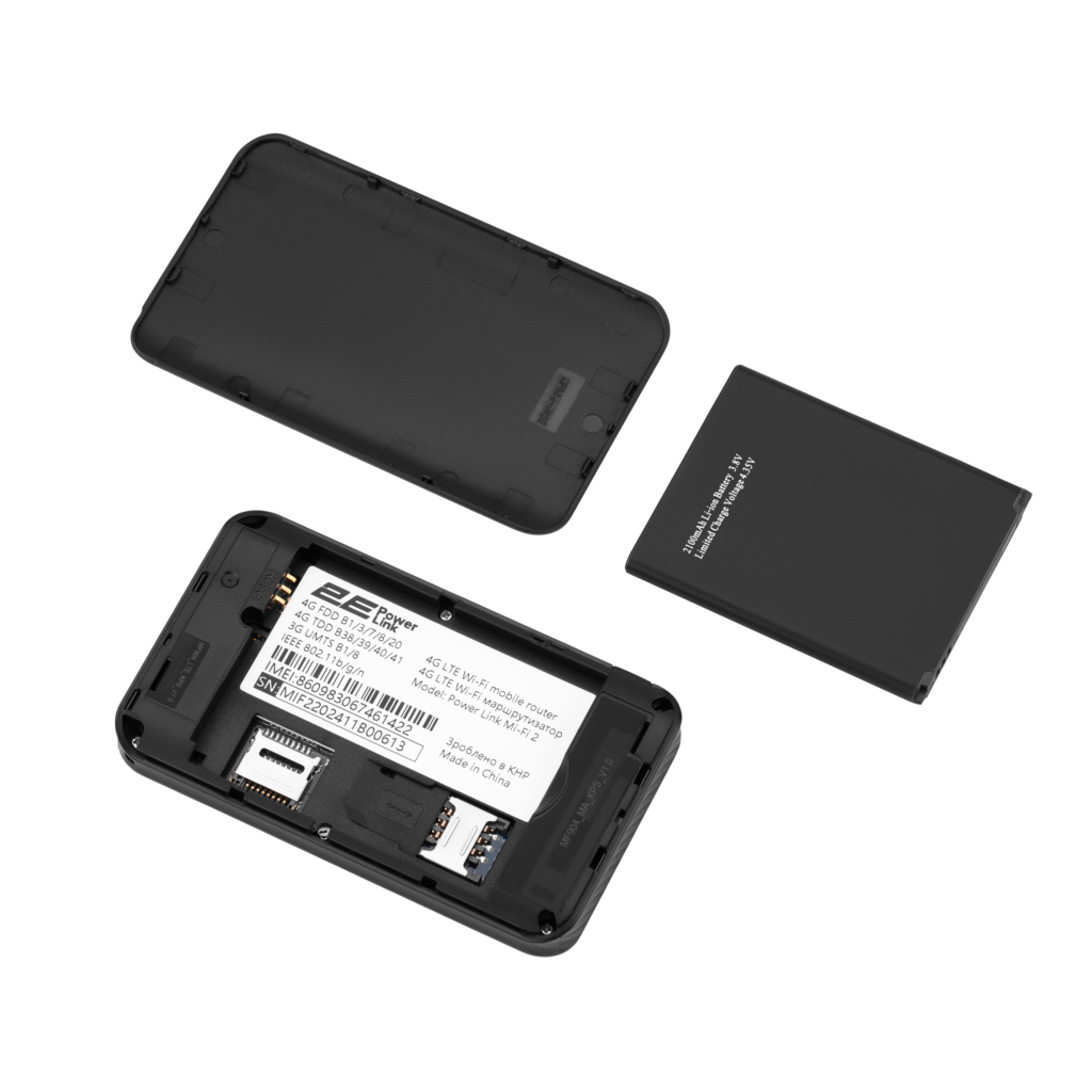 Мобильный маршрутизатор 2E PowerLink (MiFi-2) LTE, Wi-Fi4, 1xType-C, 1xCRC9, 2100мА•ч черный