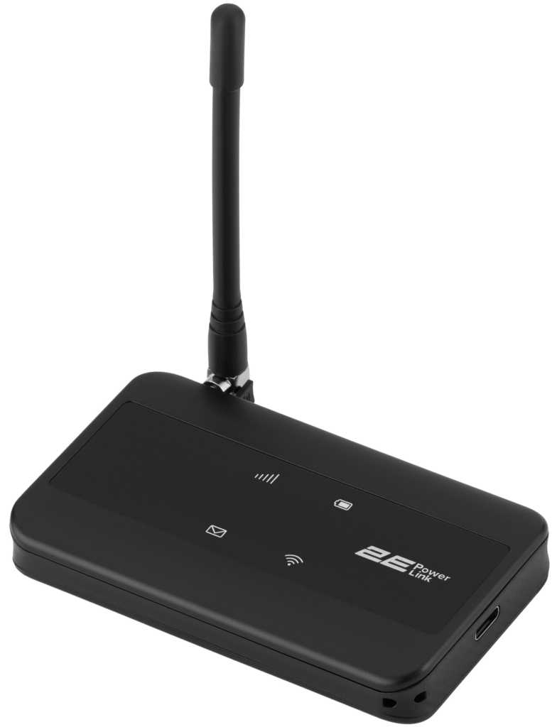 Мобильный маршрутизатор 2E PowerLink (MiFi-2) LTE, Wi-Fi4, 1xType-C, 1xCRC9, 2100мА•ч черный