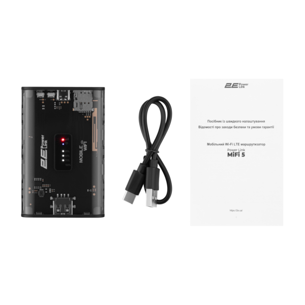 Mobile router 2E PowerLink (MiFi-5) LTE, Wi-Fi4, 1xUSB, 1xType-C, 5000mAh black