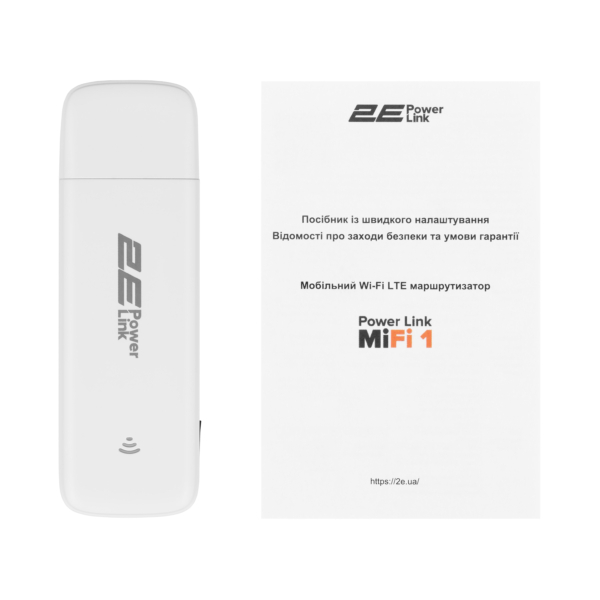Mobile router 2E PowerLink (MiFi-1 2024) LTE, Wi-Fi4, 1xUSB, 1xCRC9 white