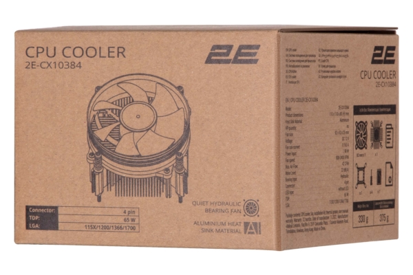 Процесорний кулер 2E CX10384, LGA1700, 1366, 1200, 115x, 4pin PWM, TDP 65W
