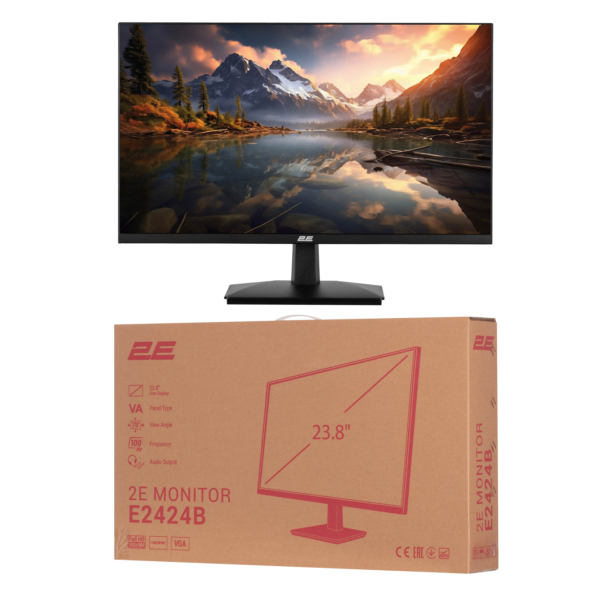 Монитор 2E 23.8″ E2424B D-Sub, HDMI, VA, 100Hz, FreeSync