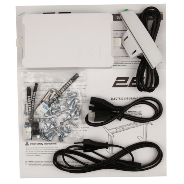 2E Computer table CE150W-MOTORIZED, height adjustment, electric motor 220V, 62/128×150х75cm, white