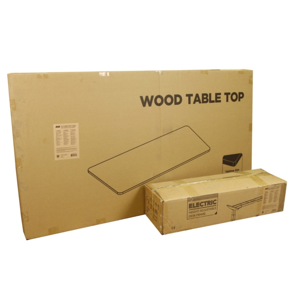 2E Computer table CE150W-MOTORIZED, height adjustment, electric motor 220V, 62/128×150х75cm, white