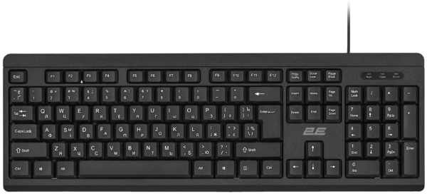 Клавиатура мембранная 2E KS108 104key, USB-A, EN/UK/RU, чёрный
