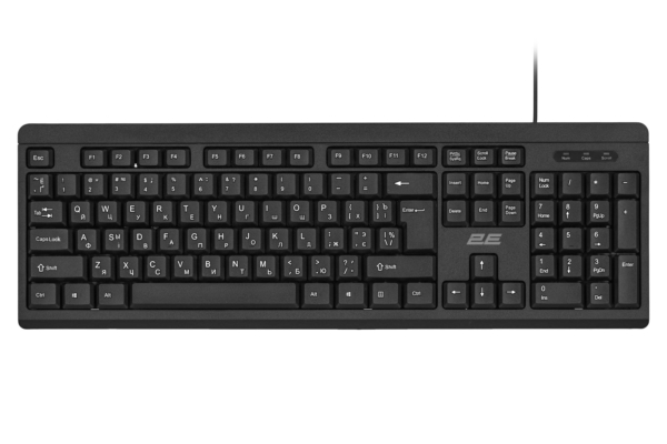Клавіатура мембранна 2E KS108 104key, USB-A, EN/UK/RU, чорний